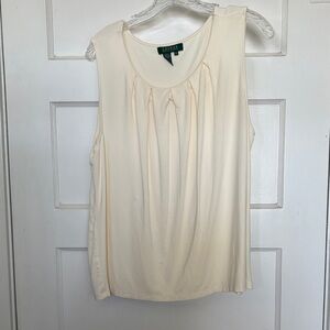 Lauren Ralph Lauren Ivory Pleated Women's Blouse Size XL